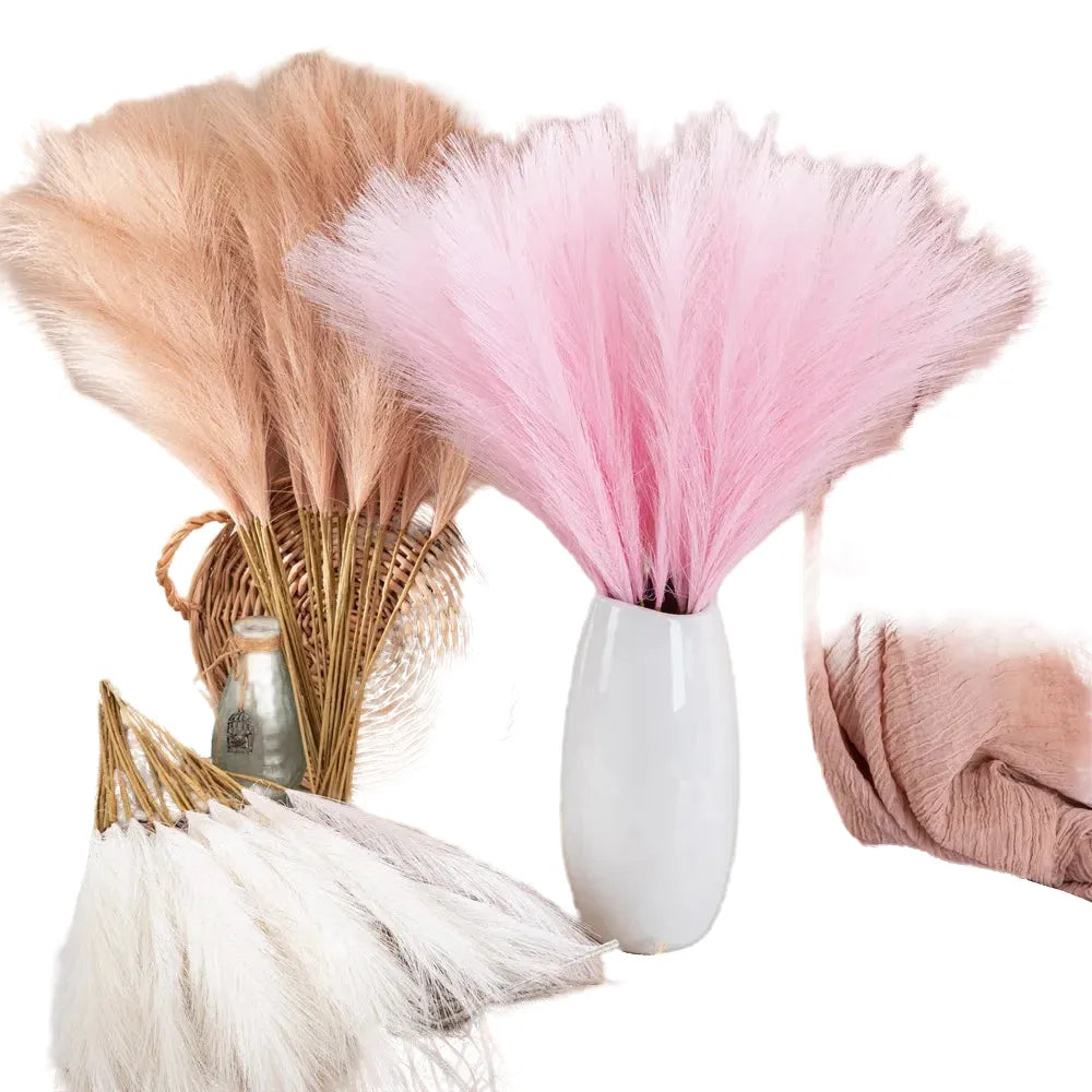 artificial pampas grass bouquet | 1/5/10/30 stems | boho wedding décor | home floral arrangement | indoor plastic faux flowers | party table decorations