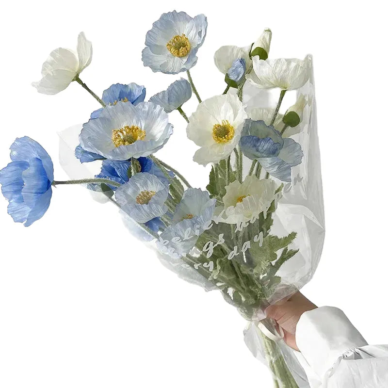 artificial poppy silk flowers for wedding, home or party decor - lifelike, vibrant, allergy-free, eco-friendly, flexible stems, long-lasting floral arrangement