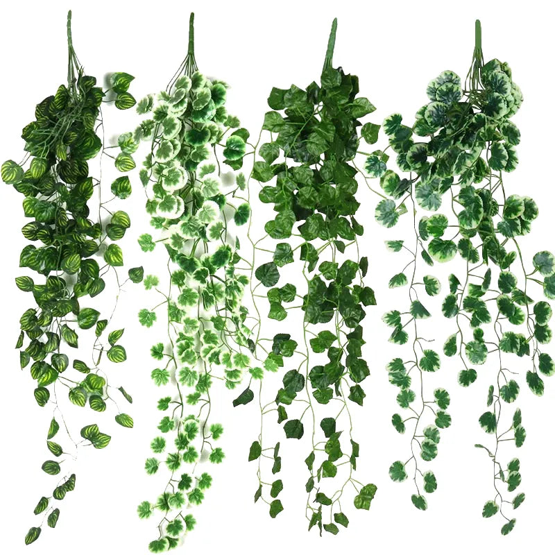 90cm artificial ivy vine garland, green leaf creeper for wall hanging, home garden decor, wedding party display, outdoor plastic plant, 1pc