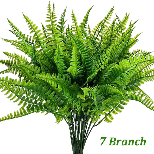 Artificial Hanging Plant Decor, 7 Branches, UV Resistant, Plastic Greenery for Outdoor Exhibitions, Home, Kitchen, Garden Decorations