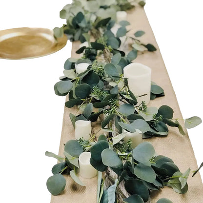 Artificial Eucalyptus Garland 2m Green Leaf Vines for Wedding, Home Party, Arch, Garden, and Outdoor Hanging Decoration, Greenery Rattan Plant Decor
