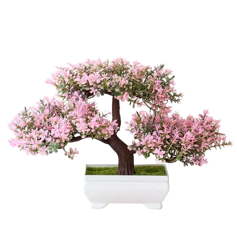 artificial bonsai tree in pot - plastic fake plant for desk, home, hotel, garden decoration, ideal for indoor and outdoor use, decorative potted ornament