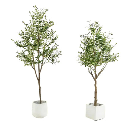 Artificial Olive Tree with Pot, 4-6 FT Tall Fake Plant, Realistic Fruit, Indoor Outdoor Decoration for Home Office, Halloween Christmas Décor, Floor Standing