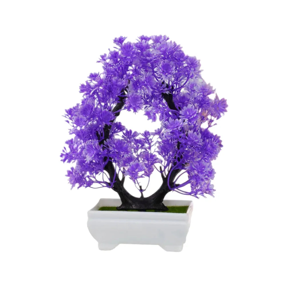 artificial bonsai plant ornament with pot, small plastic tree for home, office decor, party decoration, indoor desktop display, ideal for anniversaries and exhibitions