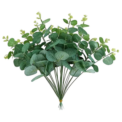10-Pack Artificial Eucalyptus Leaves Bunch for Weddings, Cake Décor, Crafting, Home & Office Decoration – Realistic Faux Greenery Stems for Indoor & Outdoor Use