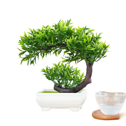 Artificial Bonsai Plant Décor, Plastic Potted Ornament for Home, Office, Garden, Hotel, Indoor & Outdoor Exhibition, Realistic Greenery, Low-Maintenance Decor