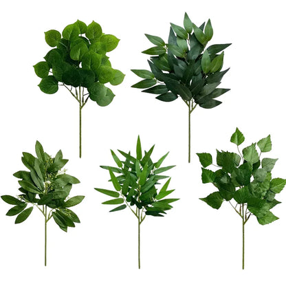 Artificial Eucalyptus Leaf Branch, Plastic Decorative Plant for Bridal Shower, Desktop or Outdoor Use, Cloth Texture, Perfect for Exhibitions and Home Decor