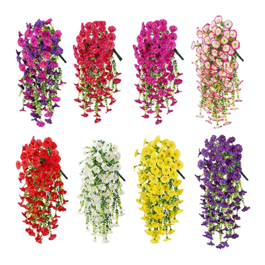 Artificial Morning Glory Hanging Plants – Lifelike Green Foliage for Indoor and Outdoor Wall Decor, Home and Garden Decoration, Polyester Material, Easy to Maintain