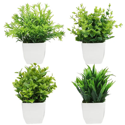 Artificial Eucalyptus Bonsai Plant, Green Decorative Mini Potted Tree, Indoor Home Décor, Garden, Bedroom, Office Display, Plastic Fake Plant for Tabletop Arrangement