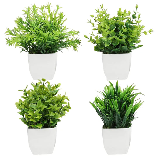 Artificial Eucalyptus Bonsai Plant, Green Decorative Mini Potted Tree, Indoor Home Décor, Garden, Bedroom, Office Display, Plastic Fake Plant for Tabletop Arrangement