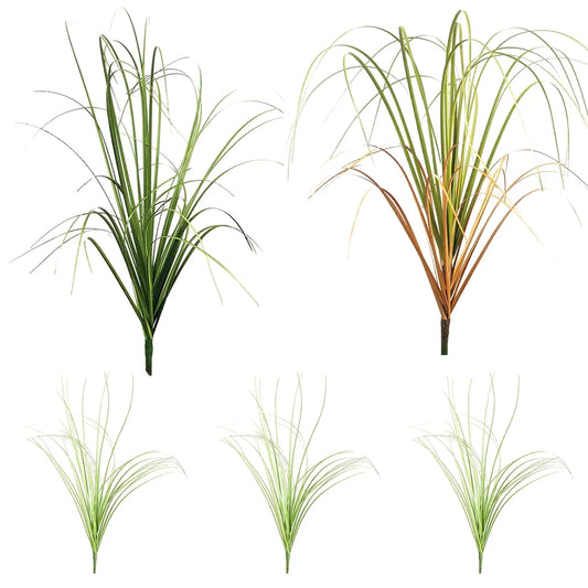 Artificial Grass Plants Set, Plastic Faux Greenery for Desktop and Outdoor Decoration, 5 Pcs, Ideal for Home, Garden, and Exhibition Use