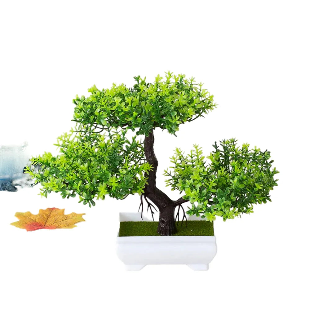 miniature artificial bonsai tree in pot, elegant faux plant decoration for home or office, desktop zen garden ornament, ideal for indoor use and exhibitions