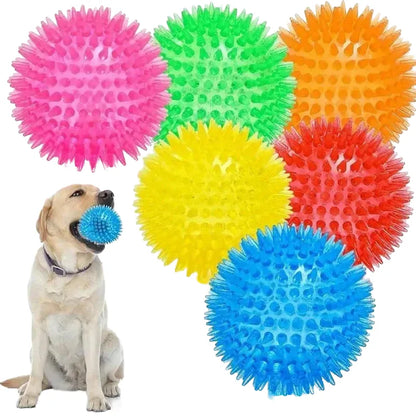 Interactive Squeaky Dog Toy Balls 3-Pack - Durable Rubber, BPA-Free, Teeth Cleaning, Training Aid - Ideal for Small/Medium Dogs, Fun Play & Oral Health, Vibrant Colours