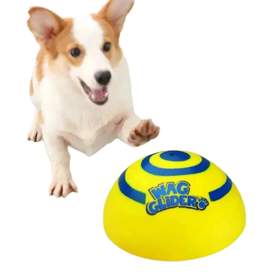 Rubber Dog Teething Toy Stick, Flying Disc for Puppies, Interactive Pet Play Ball, Yellow, Sound-Emitting, Suitable for Indoor Outdoor Fetch Games