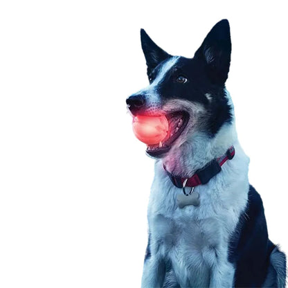 Glowing LED Dog Ball Toy for Night Play, Durable Rubber Design, Stainless Steel Core, with Battery Included, Perfect for Pet Exercise, Training, and Interactive Fun