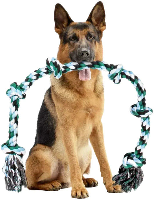 Extra Large 42-Inch Dog Rope Toy, 6 Knots, Durable Linen, Ideal for Aggressive Chewers, Interactive Tug and Fetch, Safe and Strong for Puppies to Adult Dogs