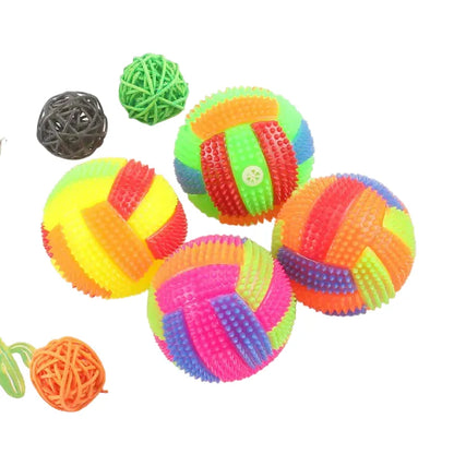 Glowing LED Rubber Dog Ball with Sound, Interactive Chew Toy for Puppies and Dogs, Durable Bouncy Soccer Ball Shape, Indoor Outdoor Pet Play, Suitable for Small to Large Dogs