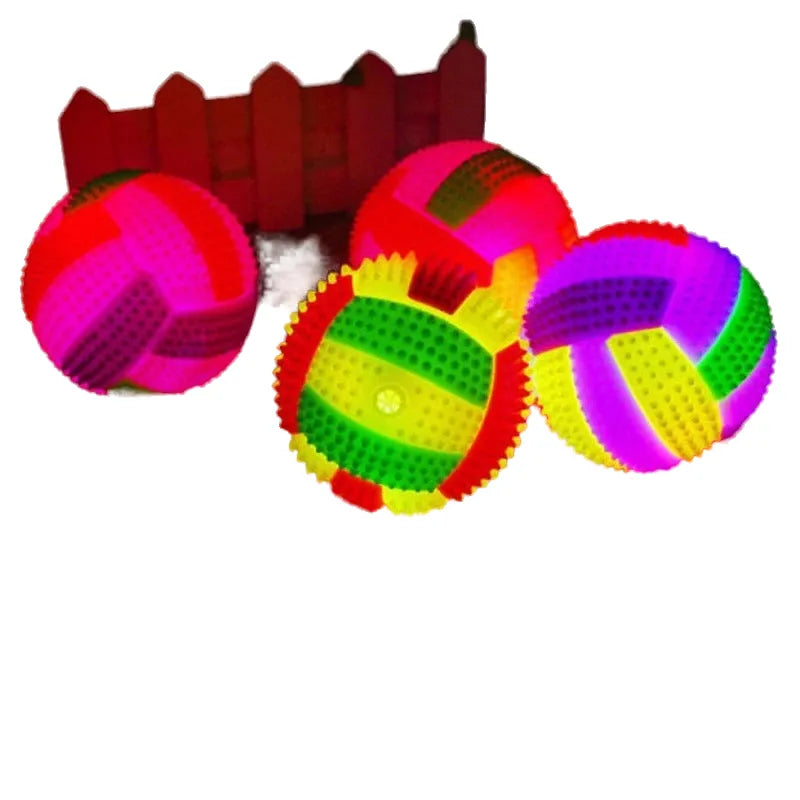 glowing squeaky dog balls - non-toxic rubber chew toy for small to large breeds, puppy teething aid, dental cleaning, interactive fetch, boredom buster, gift packaging