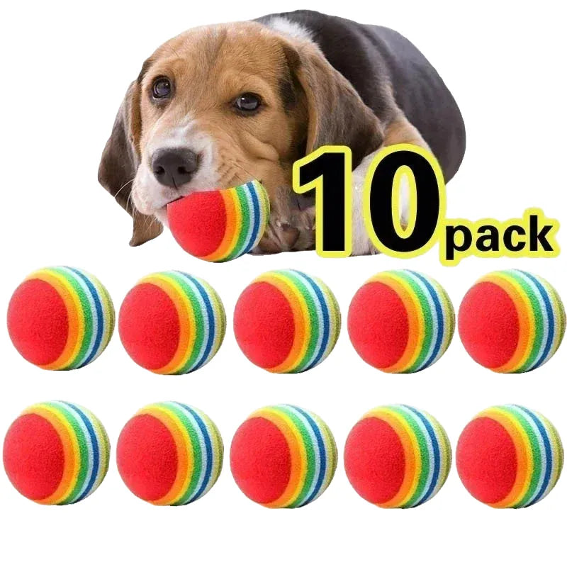 pack of 10 non-toxic eva dog chew toys, soft and durable, bright colours for fetch and play, ideal for indoor and outdoor use, suitable for all dog sizes and ages