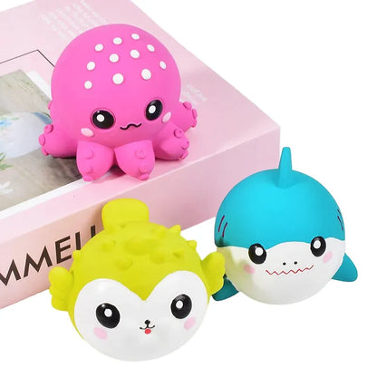 Latex Squeaky Dog Toys for Small Breeds, Marine Animal Design, Durable Chew Balls for Puppy Teething, Indoor Play and Pet Entertainment