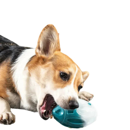 Interactive Squeaky Dog Toy Ball Rubber Rugby - Teeth Cleaning, Training, Outdoor Play Fun - Durable, Vibrant Colours: Rose Red, Sky Blue, Green, Perfect for All Dogs