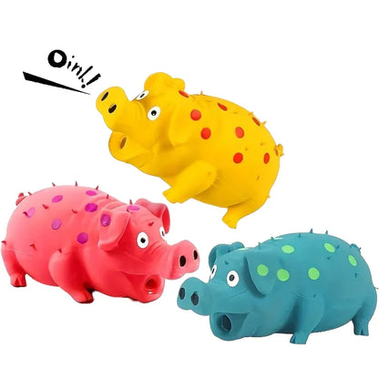 Latex Pig Dog Toy with Squeaker, Durable Chew for Medium to Large Dogs, Bite Resistant, Teeth Cleaning, Indoor/Outdoor Play, Engaging and Fun for Active Pets