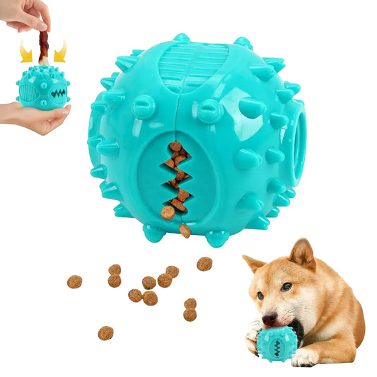Durable Rubber Dog Chew Toy for Teeth Cleaning and Anti-Bite Training, Interactive Slow Feeder and Food Dispenser, Pet Play Ball for Small to Medium Dogs
