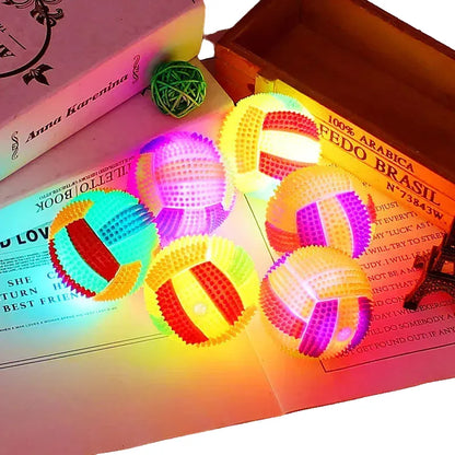 Glowing Bouncy Ball for Dogs and Kids, Luminous Light-Up Toy with Whistle, Durable Chewable Rubber, Indoor Outdoor Play, Interactive Pet Toy, Battery Operated