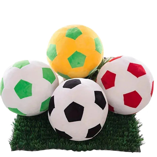 Plush Football Pet Toy for Dogs & Cats, Durable Non-Toxic Fleece, Random Colours, Indoor Outdoor Play, Gentle on Teeth, Interactive Entertainment, Ideal for Fetch & Chase