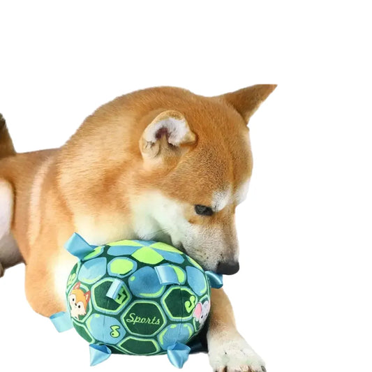 Plush Dog Toy for Aggressive Chewers, Interactive Fleece Ball with Bells, Bite-Resistant Handle, Ideal for Training, Fetch & Tug of War, Pet Exercise & Fun