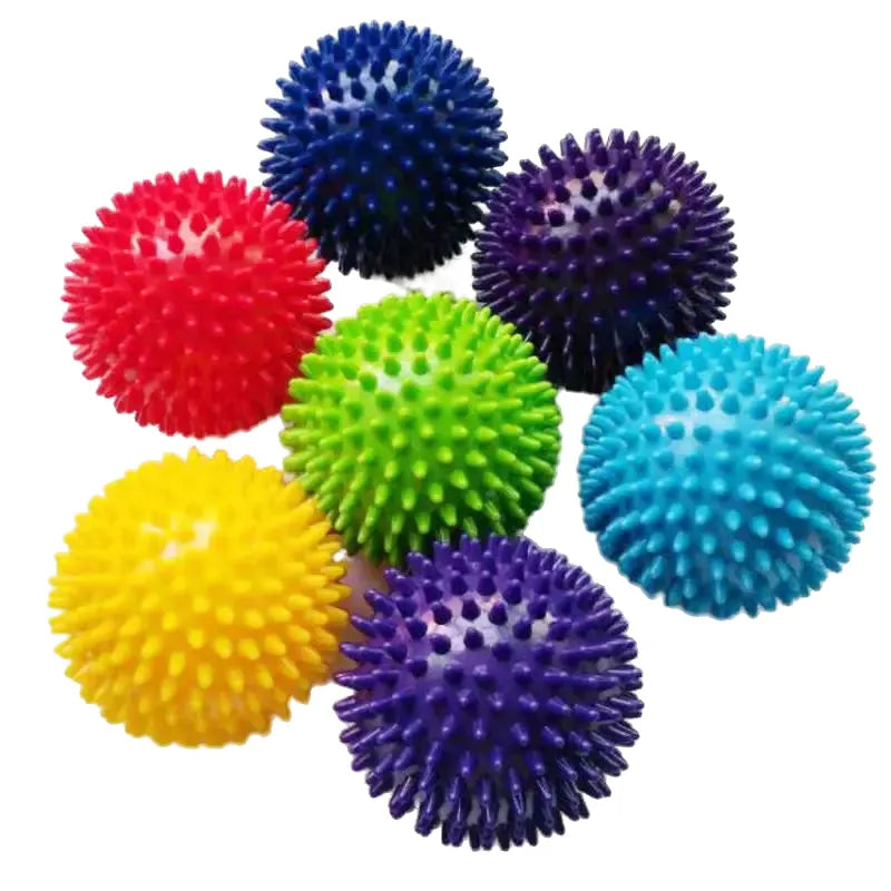 set of 2 spiky massage balls 7.5cm for deep tissue acupressure, reflexology, stress relief, sensory therapy, unisex, pvc, home & portable wellness accessory