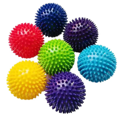 Set of 2 Spiky Massage Balls 7.5cm for Deep Tissue Acupressure, Reflexology, Stress Relief, Sensory Therapy, Unisex, PVC, Home & Portable Wellness Accessory