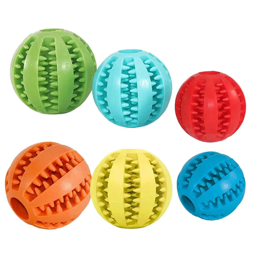 Rubber Dog Chew Toy - Indestructible Snack and Tooth Cleaning Interactive Ball for Large Dogs - Durable Soft Pet Accessories for Dog Training and Play