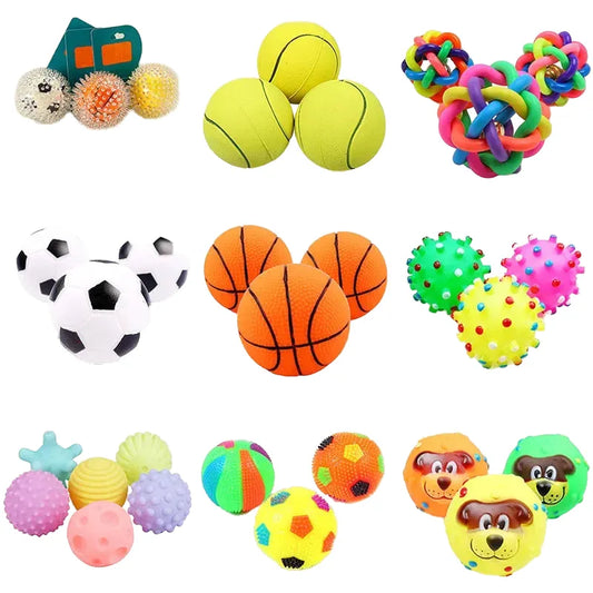 Squeaky Rubber Dog Ball Toy, Durable 6cm Chew Toy for Puppies & Small Dogs, Interactive Plastic Fetch Ball, Ideal for Training & Reducing Pet Boredom