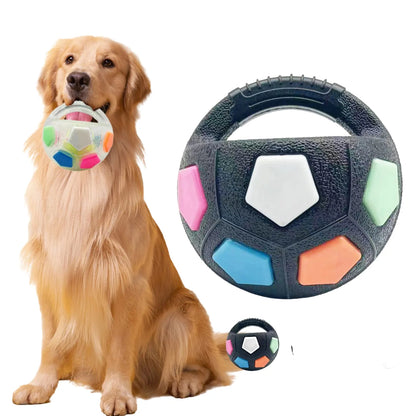 Durable Rubber Squeaky Dog Toy Ball for Outdoor Play, Teething Aid for Puppies, Interactive Fetch, Chew & Exercise, Football Tennis Design, Ideal Pet Gift