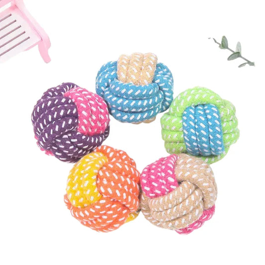Cotton Rope Dog Chew Toy, Durable Linen Ball for Puppies and Dogs, Teething Aid, Toothbrush Design, Oral Health & Play, Suitable for Small to Large Breeds