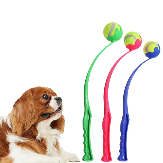Interactive Dog Ball Launcher Toy for Outdoor Fun, Plastic Fetch Stick with Rubber Balls, Perfect for Pet Exercise, Training, and Play for All Breeds