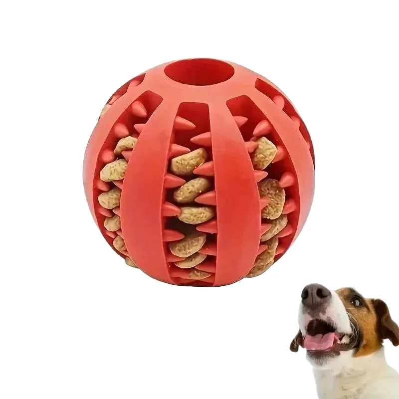 interactive rubber dog toy ball - non-toxic, bite & chew resistant - cleans teeth, dispenses treats - durable training & play accessory for small dogs