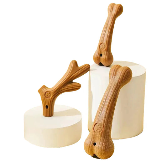 Durable Dog Chew Toy Stick, Bite-Resistant, Pine Wood Look, Bone Shape, Cleans Teeth, Dental Aid, Lightweight, Ideal For All Dog Sizes, Fun Exercise & Mental Stimulation