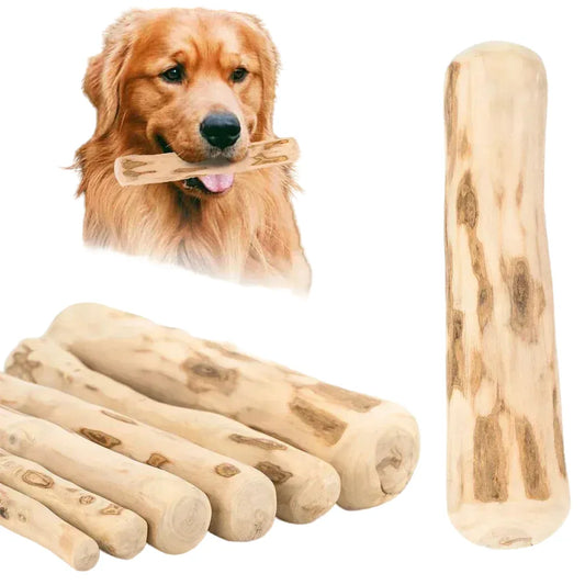 Natural Wood Dog Chew Sticks - Safe Non-Toxic Dental Toys, Promotes Healthy Teeth, Anxiety Relief, Durable Pet Chews for Puppies and Adults, Enhances Calmness, Ideal for All Dogs