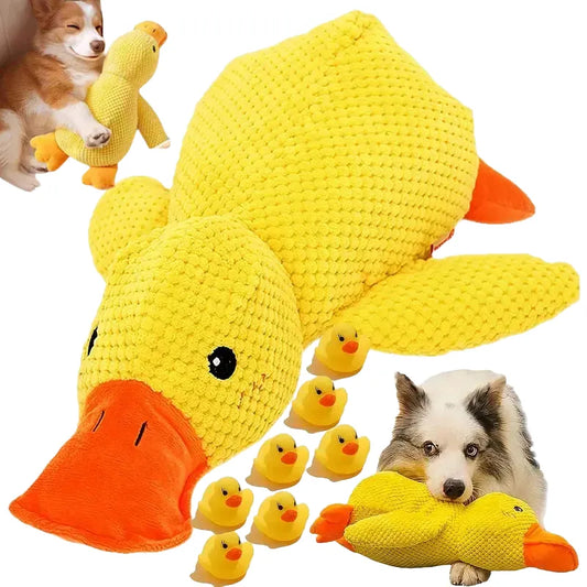 Plush Duck Dog Toy Large, Bite Resistant Wool Chew Toy, Promotes Oral Health, Ideal for Puppies & Dogs, Reduces Boredom, Encourages Active Play, Durable & Soft