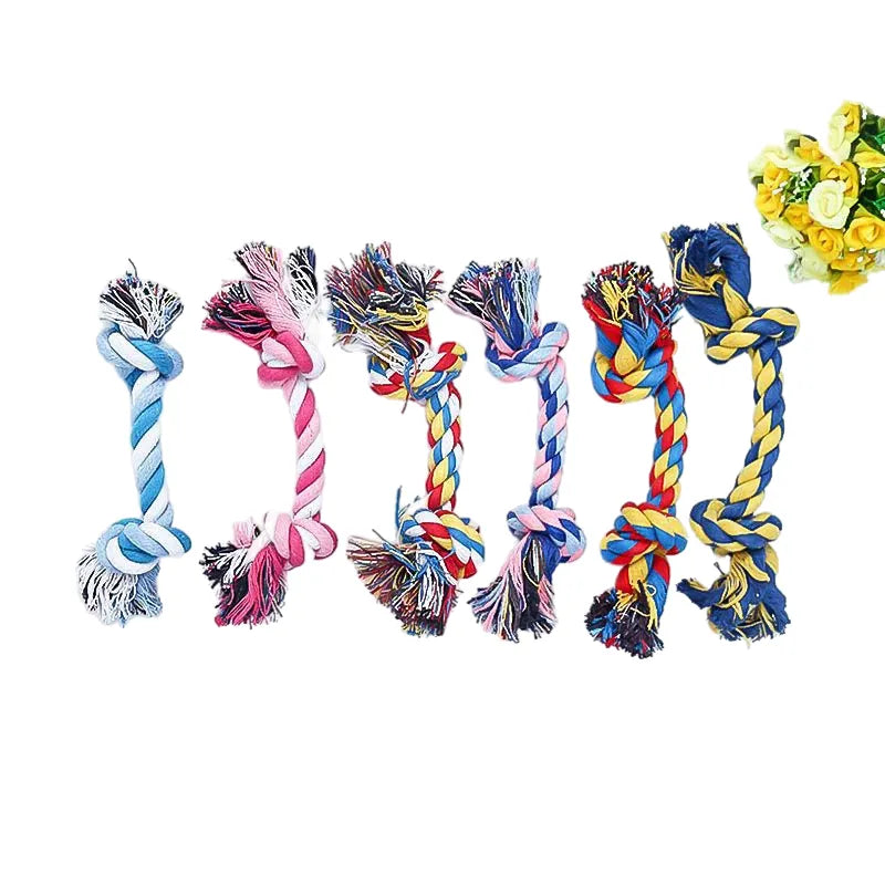 pet chew rope toy for dogs & cats, linen knot design, promotes dental health, ideal for teething, interactive play, vibrant colours, tug-of-war & fetch, durable & engaging
