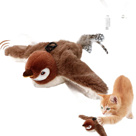 Plush Interactive Cat Toy Bird with Sound & Catnip, Battery Operated, Engaging Indoor Fun & Mental Stimulation for Cats & Kittens, Durable Pet Play Toy