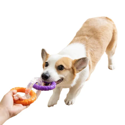 Durable Rubber Dog Chew Toy, Bite-Resistant Pull Ring for Tug-of-War, Teeth Cleaning, Ideal for All Breeds, Suitable for Indoor and Outdoor Play, Promotes Dental Health