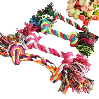 Interactive Cotton Rope Dog Chew Toy for Small Dogs, Knot Design, Bite-Resistant, Promotes Dental Health, Perfect for Puppy Play and Teeth Cleaning