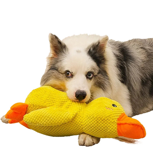 Plush Duck Dog Toy, Squeaky Fleece Chew for Medium Breeds, Durable Pet Play, Plaid Pattern, Interactive Dog Chew Toy, Comforting Pet Soft Toy