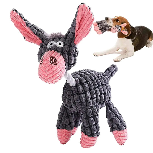 Plush Squeaky Dog Chew Toys for Small to Medium Dogs, Durable Cotton, Teeth Cleaning, Interactive Animal Design, Assorted Neutral Colours for Engaging Playtime and Dental Health