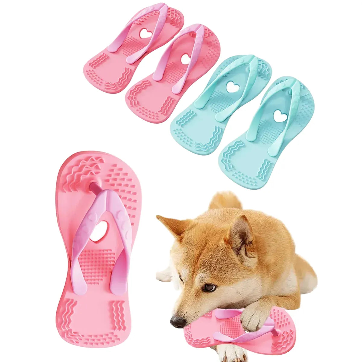 puppy chew toy, durable rubber slippers shape, simulated remote design, relieves teething, reduces boredom, engaging for puppies and small dogs, indoor outdoor play