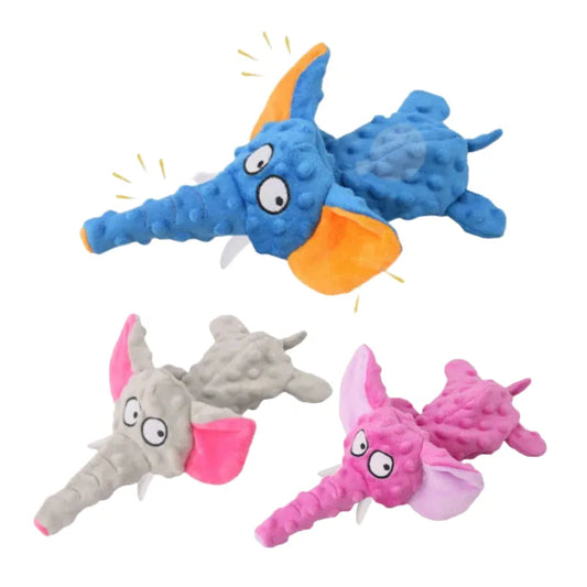 Plush Squeaky Elephant Dog Toy - Durable Fleece Chew for Puppies and Small Dogs, Interactive Sound Pet Supplies, Dark Blue