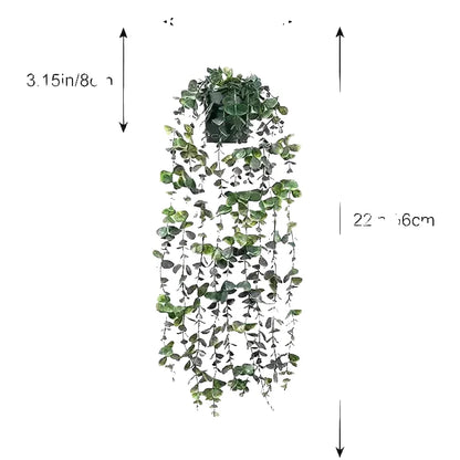 Artificial Eucalyptus Vine Hanging Plant Silk Greenery for Home Indoor Wall Decor, Shelf Decoration, Potted Mandala Style, Ideal for Anniversary, Exhibition Display